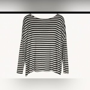 Hatch Grey and White Striped Long Sleeve Maternity Top Size Small